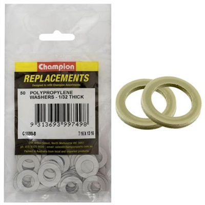 Champion 7/16in x 13/16in x 1/32in Polypropylene Washer-50pk