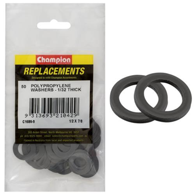 Champion 1/2in x 7/8in x 1/32in Polypropylene Washer -50pk