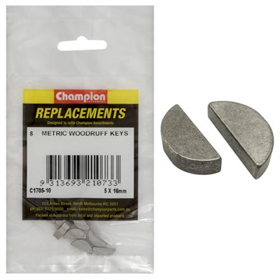 Champion 5 x 16mm Metric Woodruff Keys -8pk