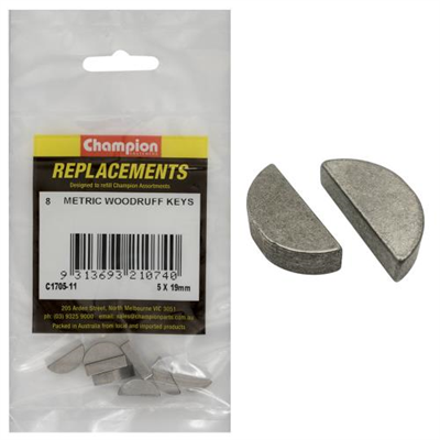Champion 5 x 19mm Metric Woodruff Keys -8pk
