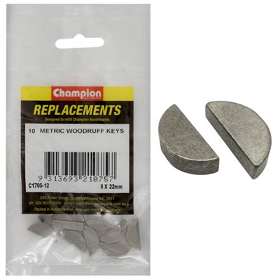 Champion 5 x 22mm Metric Woodruff Keys -10pk