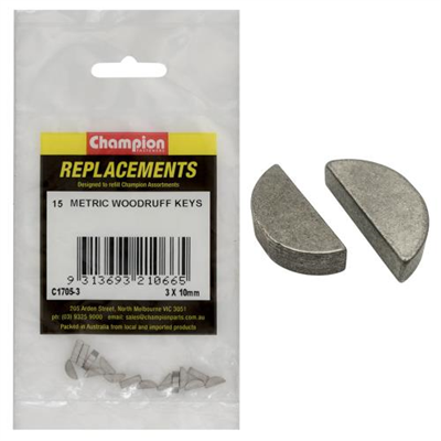 Champion 3 x 10mm Metric Woodruff Keys -15pk