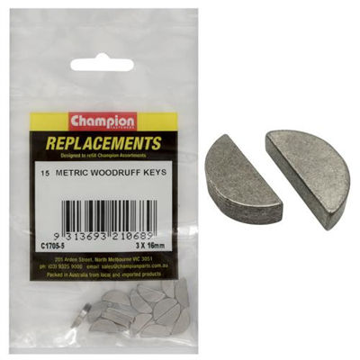 Champion 3 x 16mm Metric Woodruff Keys -15pk