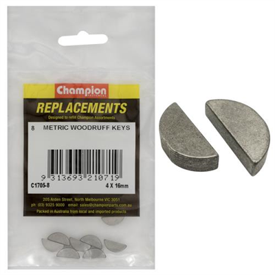 Champion 4 x 16mm Metric Woodruff Keys -8pk