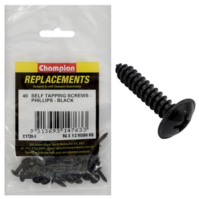 Champion 8G x 1/2in S/Tapping Screw Mushroom Head Ph -40pk