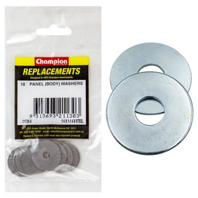 Champion 1/4 x 1-1/4in Flat S/Steel Panel (Body) Washer-10pk