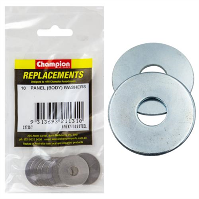 Champion 5/16 x1-1/4in Flat S/Steel Panel (Body) Washer-10pk