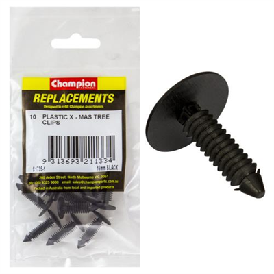 Champion Xmas Tree Clip Black 16mm Head x 27mm -10pk