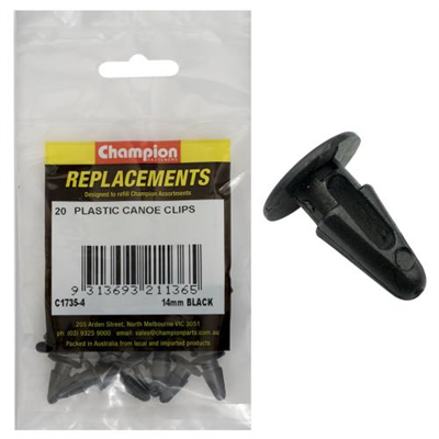 Champion Canoe Clip Black 14mm Head x 16mm -20pk