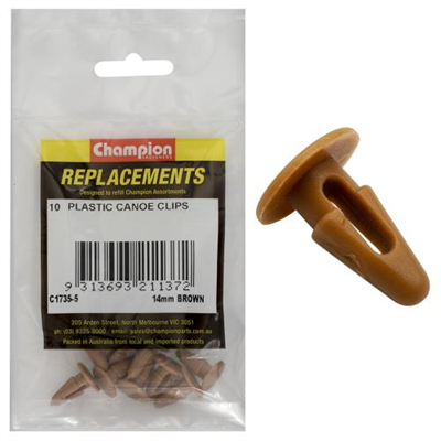 Champion Canoe Clip Brown 14mm Head x 16.8mm -10pk