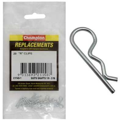Champion R-Clip To Suit 1/8in To 3/16in Shaft Dia. -20pk