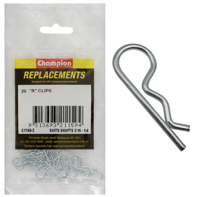 Champion R-Clip To Suit 3/16in To 1/4in Shaft Dia. -20pk