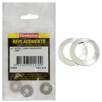 Champion 7/16in x 13/16in x .006in Shim Washer -15pk**