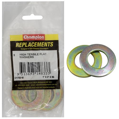 Champion 1in x 2in x 9G Ht Flat Steel Washer -5pk