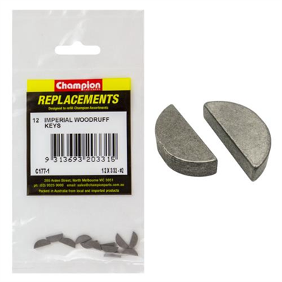 Champion 1/2in x 3/32in Wk2 Woodruff Key -12pk