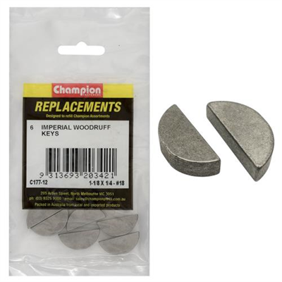 Champion 1-1/8in x 1/4in Wk18 Woodruff Key -6pk