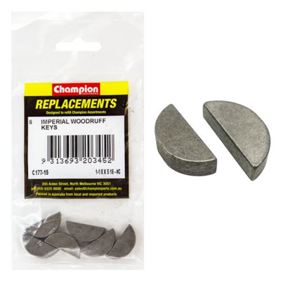 Champion 1-1/8in x 5/16in Wkc Woodruff Key -6pk