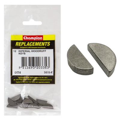 Champion 3/4in x 1/8in Wk7 Woodruff Key -12pk