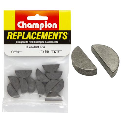 Champion 1in x 3/16in Wk13 Woodruff Key -12pk