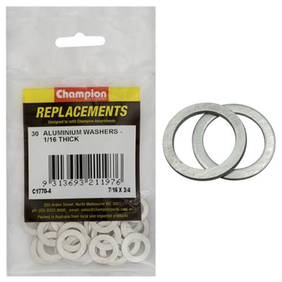 Champion 7/16in x 3/4in x 1/16in Aluminium Washer -30pk