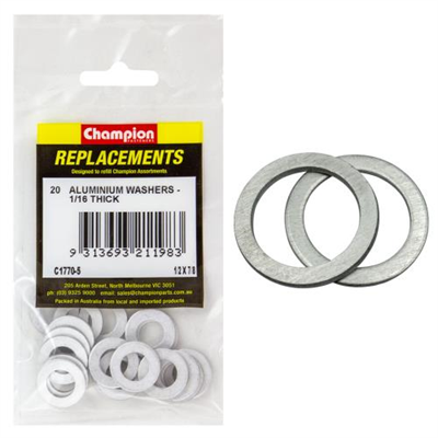 Champion 1/2in x 7/8in x 1/16in Aluminium Washer -20pk