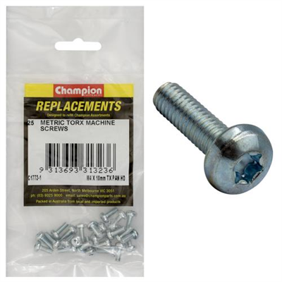 Champion M4 x 10mm Machine Screw -Pan -Tx -25pk