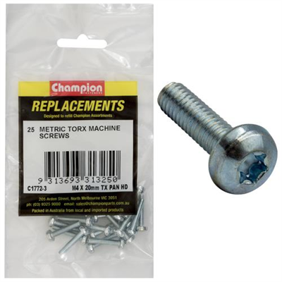 Champion M4 x 20mm Machine Screw -Pan -Tx -25pk