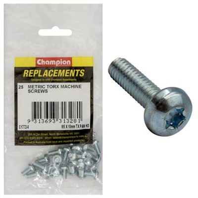 Champion M5 x 10mm Machine Screw -Pan -Tx -25pk