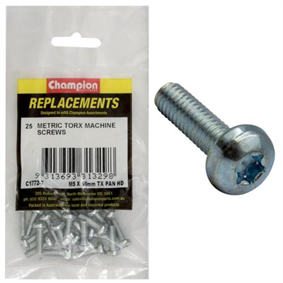 Champion M5 x 16mm Machine Screw -Pan -Tx -25pk