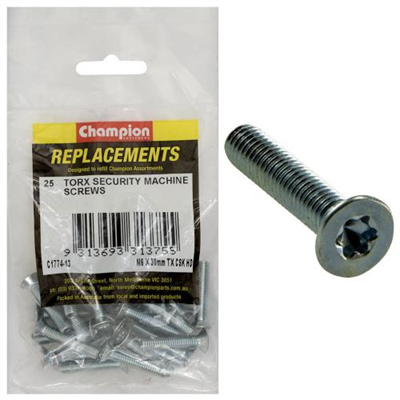 Champion M6 x 30mm Machine Screw -Csk -Tx -25pk