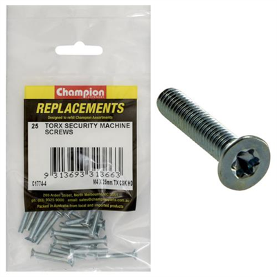 Champion M4 x 25mm Machine Screw -Csk -Tx -25pk