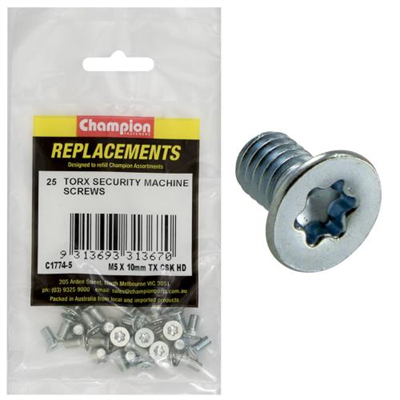 Champion M5 x 10mm Machine Screw -Csk -Tx -25pk
