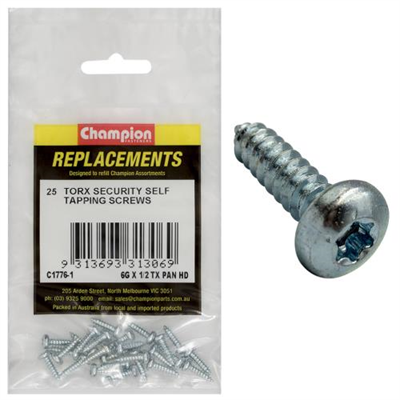 Champion 6G x 1/2in S/Tapping Screw -Pan -Tx -25pk