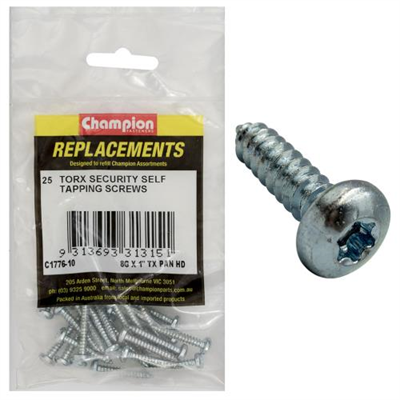Champion 8G x 1in S/Tapping Screw -Pan -Tx -25pk