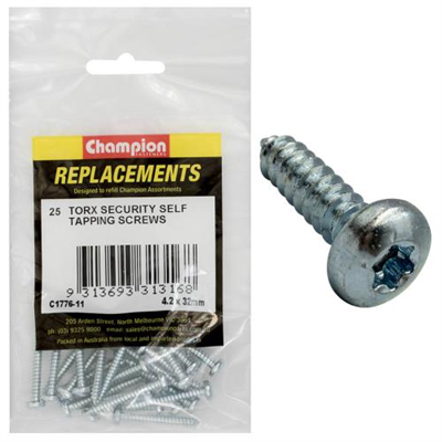 Champion 8G x 1-1/4in S/Tapping Screw -Pan -Tx -25pk
