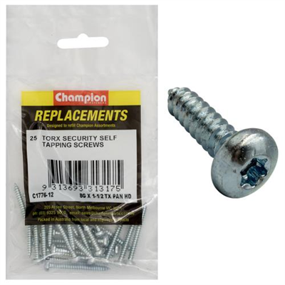 Champion 8G x 1-1/2in S/Tapping Screw -Pan -Tx -25pk