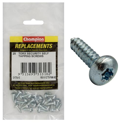Champion 10G x 1/2in S/Tapping Screw -Pan -Tx -25pk