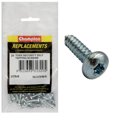 Champion 10G x 3/4in S/Tapping Screw -Pan -Tx -25pk