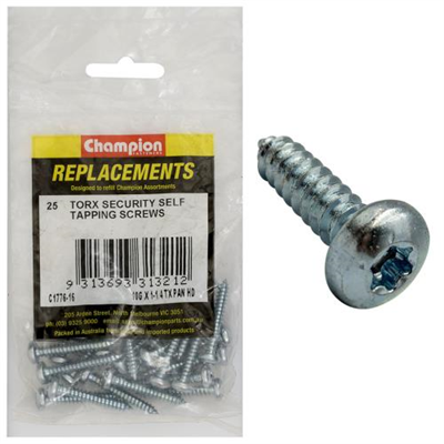 Champion 10G x 1-1/4in S/Tapping Screw -Pan -Tx -25pk