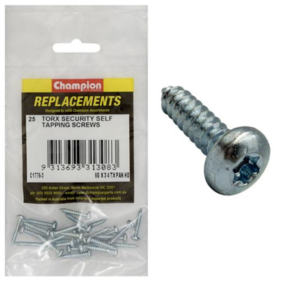 Champion 6G x 3/4in S/Tapping Screw -Pan -Tx -25pk
