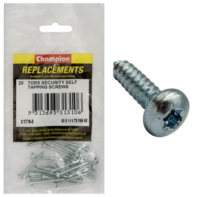 Champion 6G x 1-1/4in S/Tapping Screw -Pan -Tx -25pk