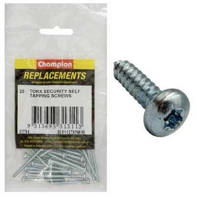 Champion 6G x 1-1/2in S/Tapping Screw -Pan -Tx -25pk