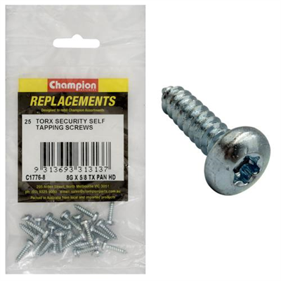 Champion 8G x 5/8in S/Tapping Screw -Pan -Tx -25pk