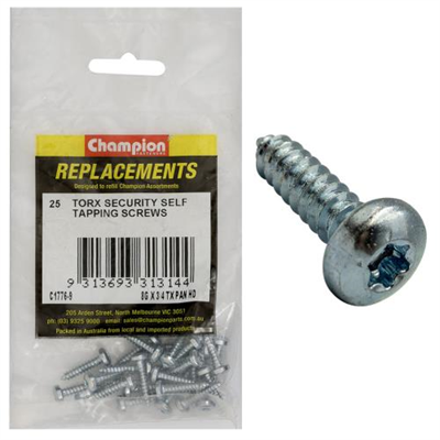 Champion 8G x 3/4in S/Tapping Screw -Pan -Tx -25pk