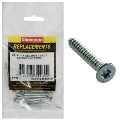 Champion 8G x 1-1/2in S/Tapping Screw -Csk -Tx -25pk