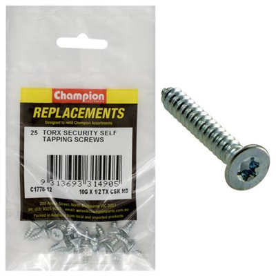Champion 10G x 1/2in S/Tapping Screw -Csk -Tx -25pk