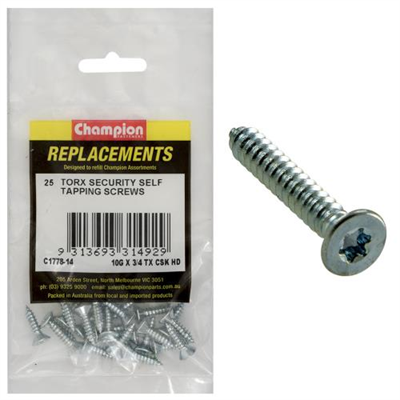 Champion 10G x 3/4in S/Tapping Screw -Csk -Tx -25pk