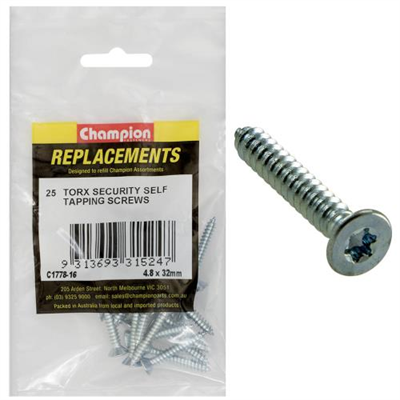 Champion 10G x 1-1/4in S/Tapping Screw -Csk -Tx -25pk