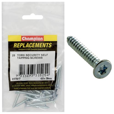 Champion 10G x 1-1/2in S/Tapping Screw -Csk -Tx -25pk