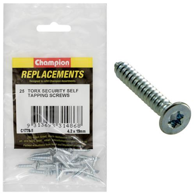 Champion 8G x 3/4in S/Tapping Screw -Csk -Tx -25pk